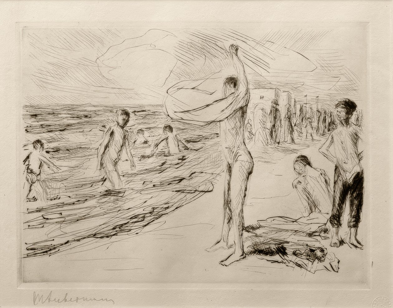 Badende jongens in de wind door Max Liebermann