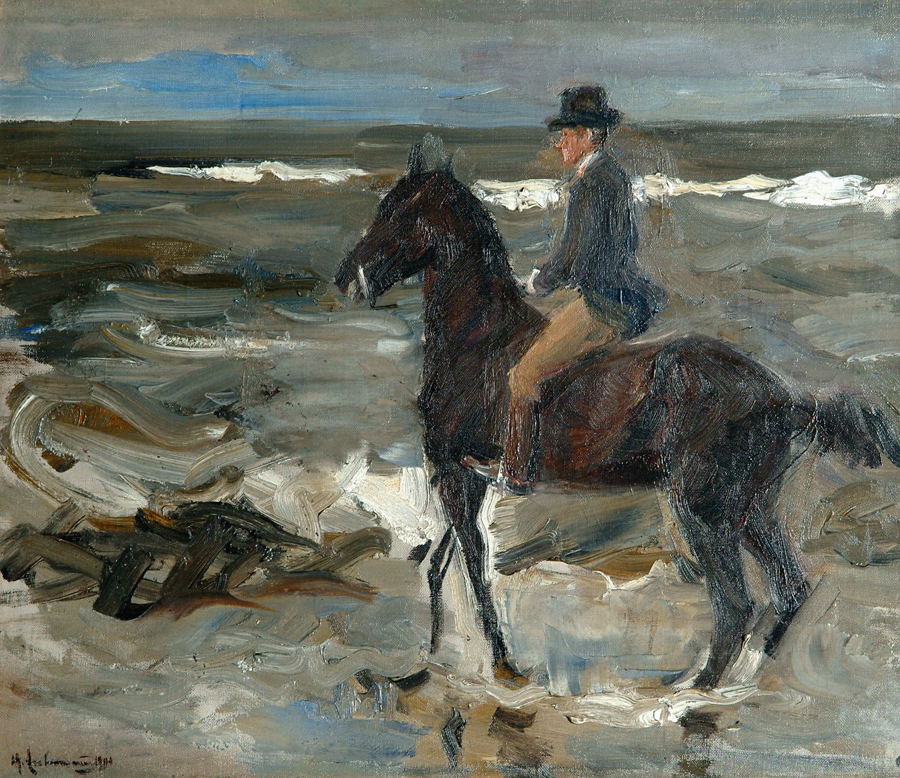 Ruiter op het strand door Max Liebermann