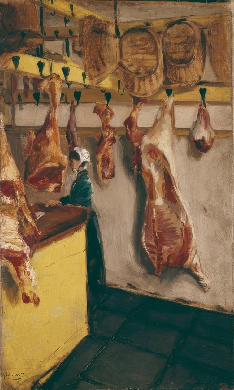 Slagerij in Dordrecht door Max Liebermann