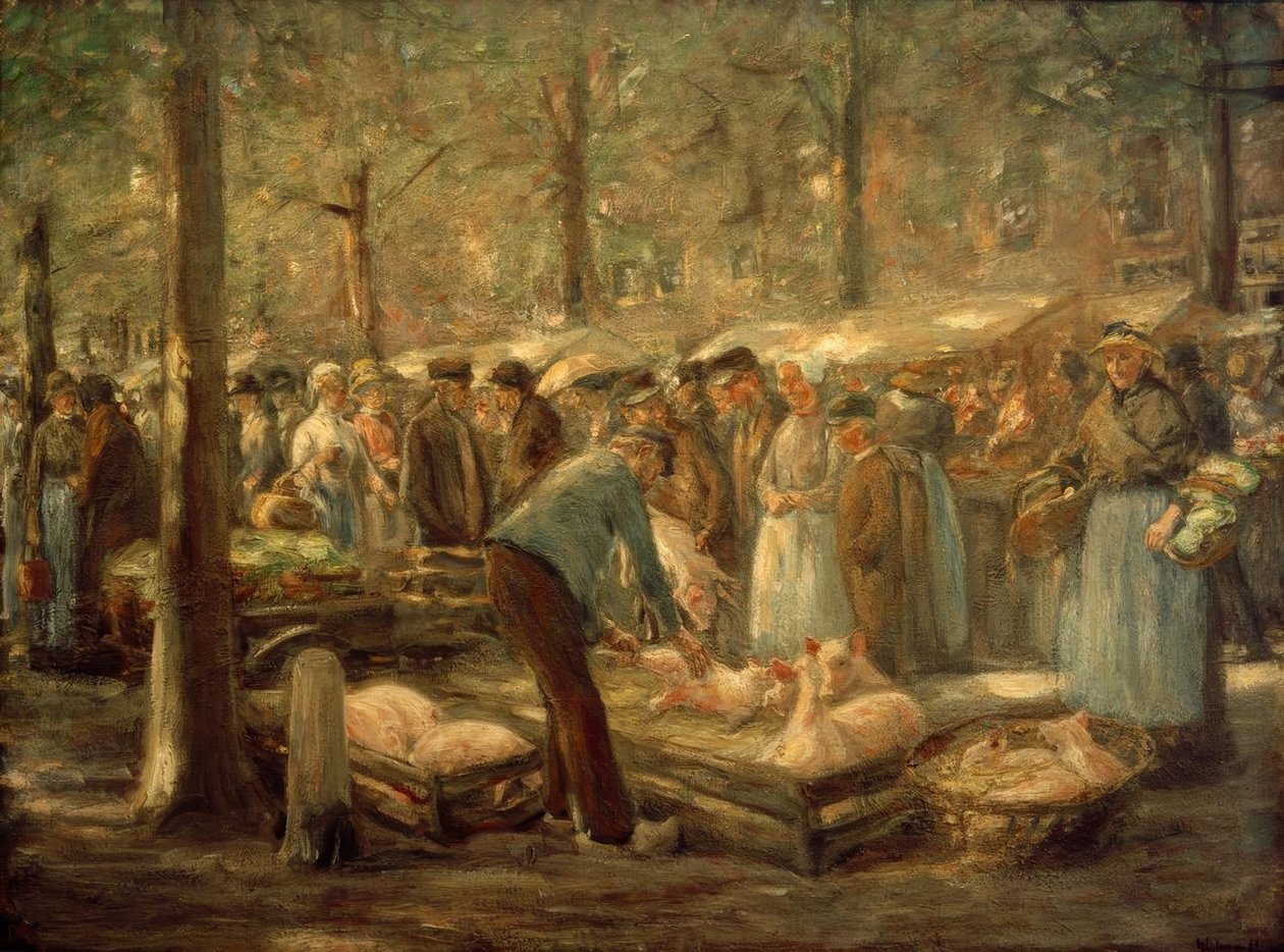 Varkensmarkt in Haarlem door Max Liebermann