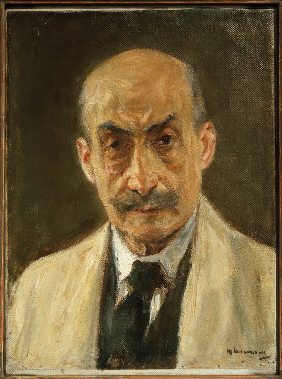 Zelfportret (Borstbeeld in schilderskiel) door Max Liebermann