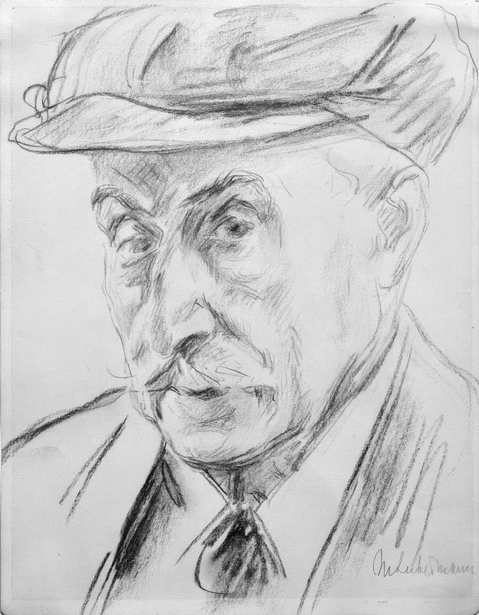 Zelfportret met pet door Max Liebermann