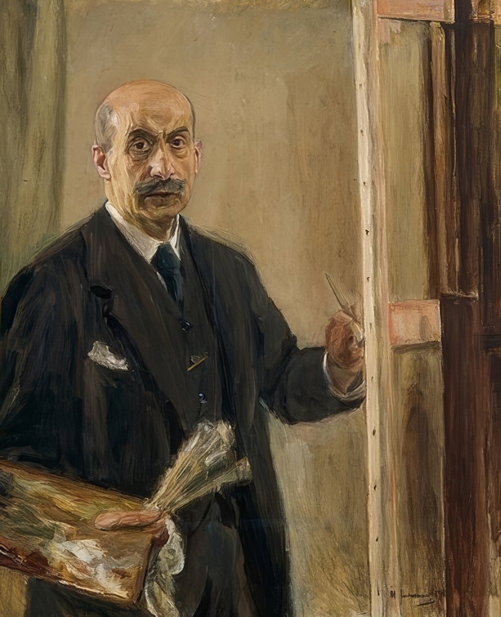 Zelfportret aan de ezel. 1916 door Max Liebermann