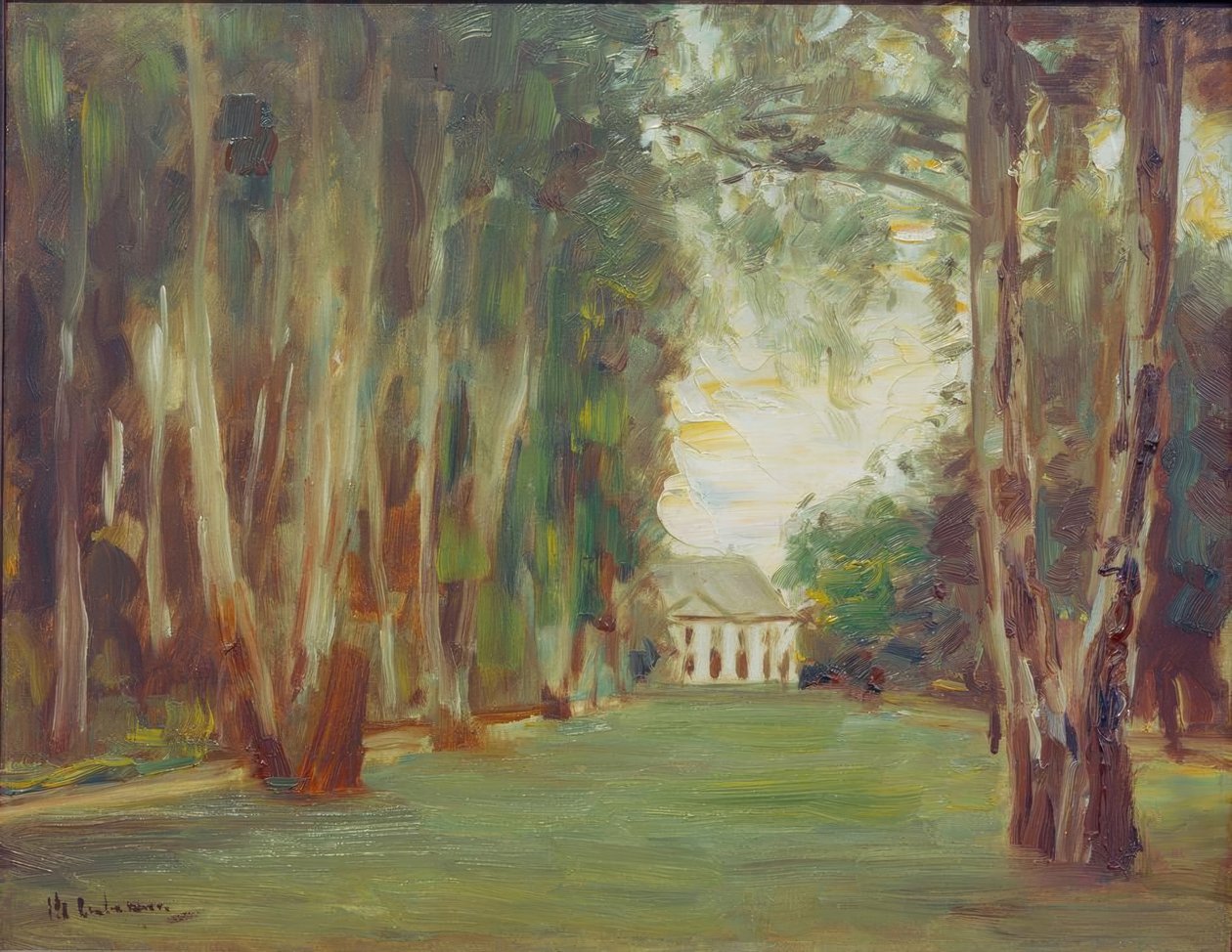 Wannseetuin met villa / De berkenlaan in de Wannseetuin door Max Liebermann