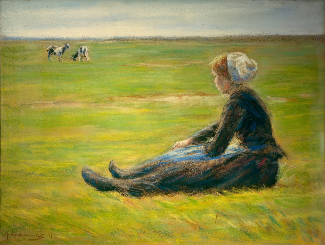 Geitenhoedster in de duinen door Max Liebermann