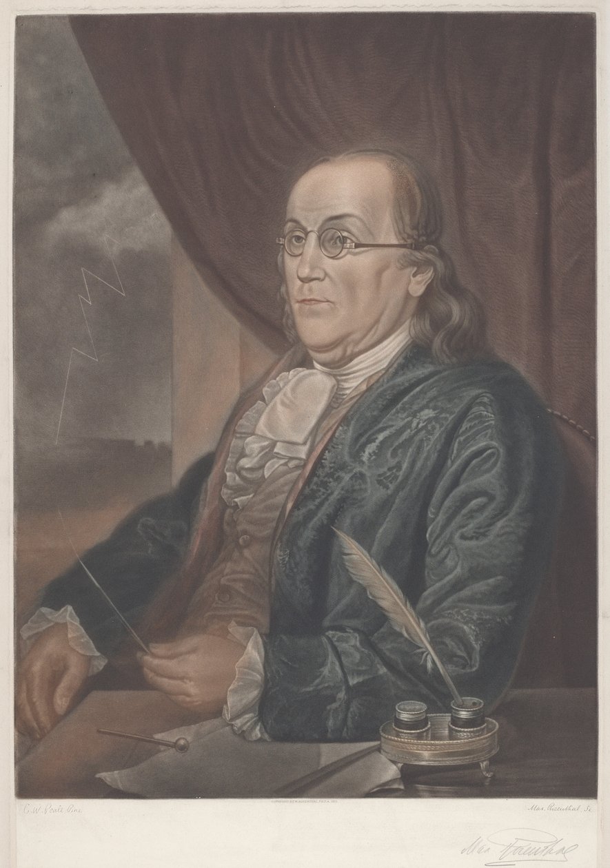 Benjamin Franklin door Max Rosenthal after Charles Willson Peale