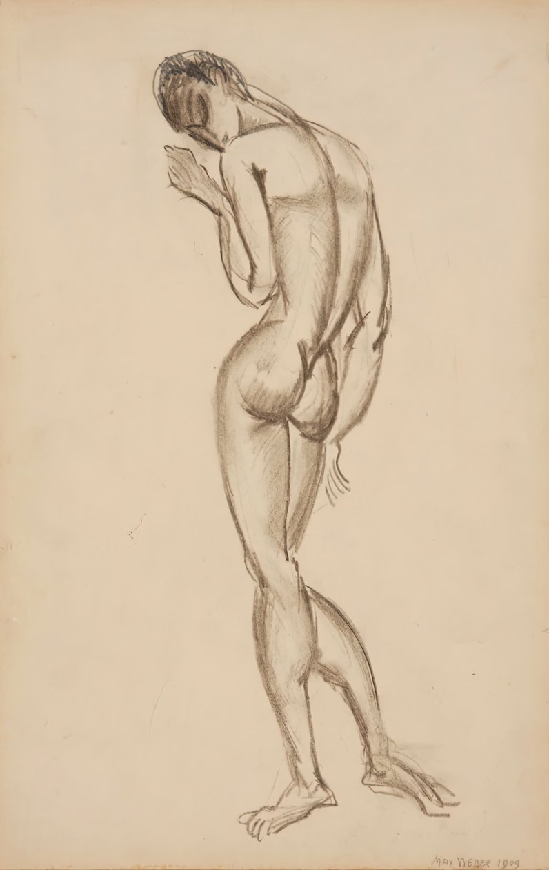 Vrouwelijk naakt, rugaanzicht, 1909 door Max Weber
