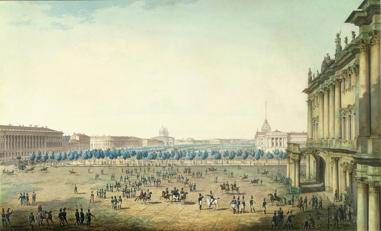 Het Paleisplein, Sint-Petersburg door Maxim Nikiforovitsch Worobjeff