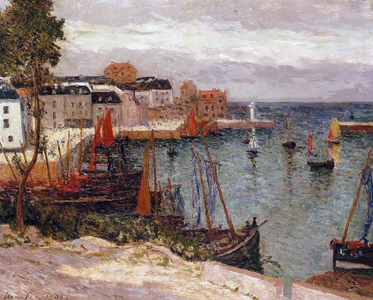 De haven van Sauzon, Belle-Isle, Bretagne, 1905 door Maxime Emile Louis Maufra