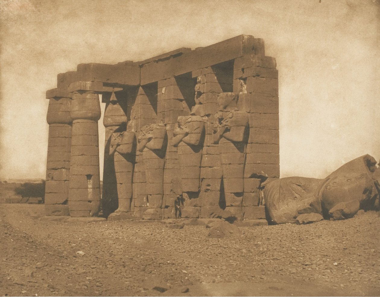 Colosses du Ramesséum, 1850 door Maxime Du Camp