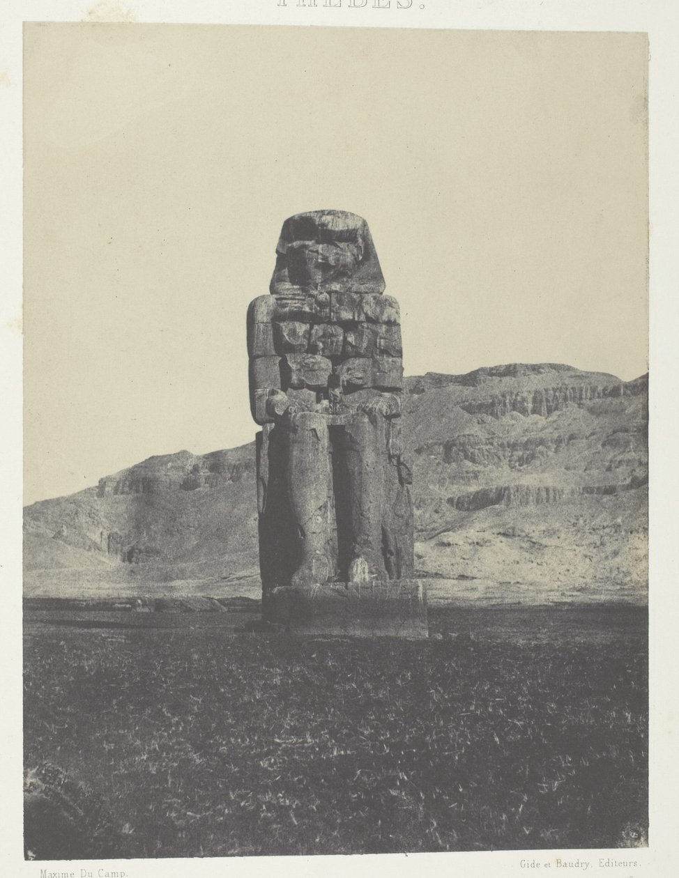 Gournah, Standbeeld van Memnon; Thebe door Maxime Du Camp