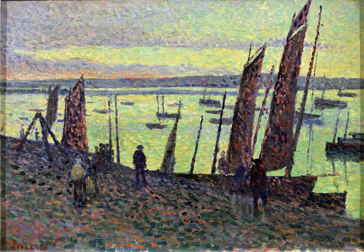 Boten bij Camaret door Maximilien Luce