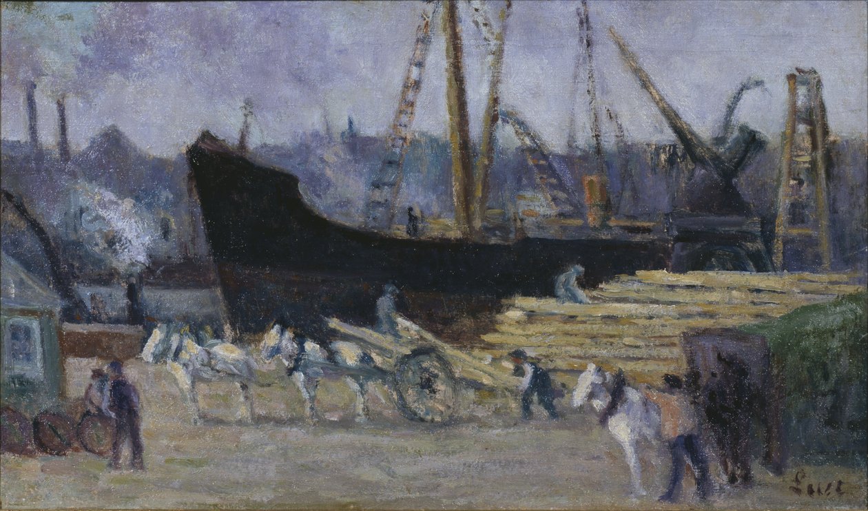 Dok in Rouen, ca. 1930 door Maximilien Luce