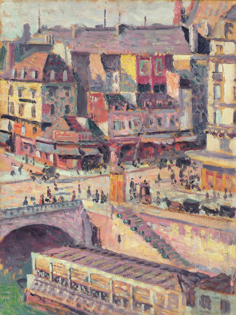 De Pont Saint-Michel en de Quai des Orfevres, Parijs door Maximilien Luce