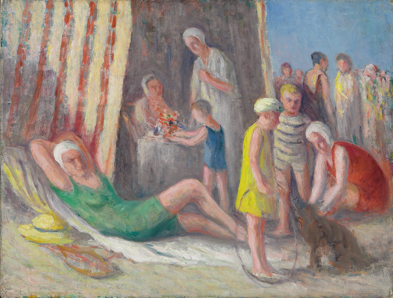 Op het strand van Treport, c.1939 door Maximilien Luce