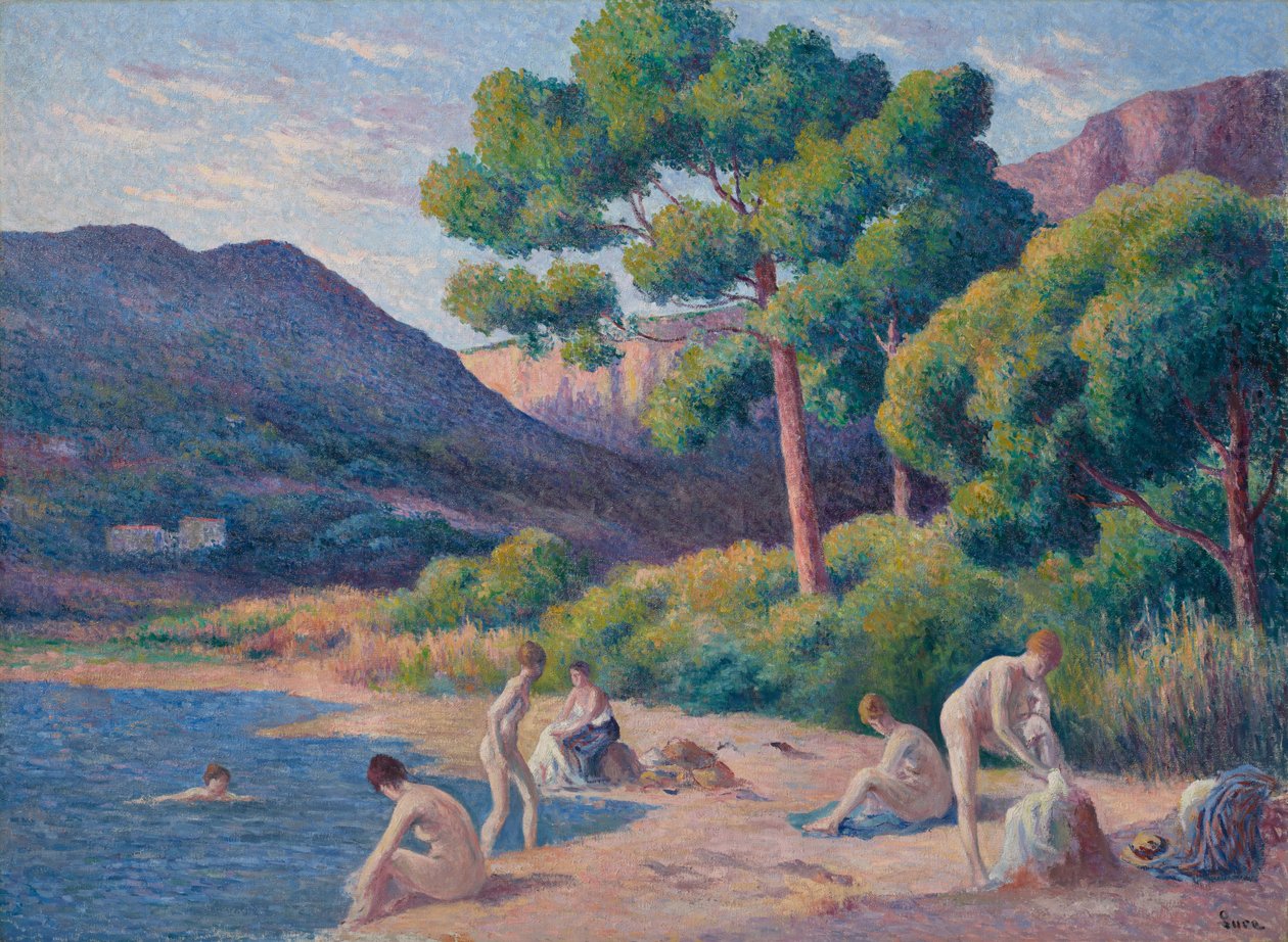 Baders in Saint-Tropez door Maximilien Luce