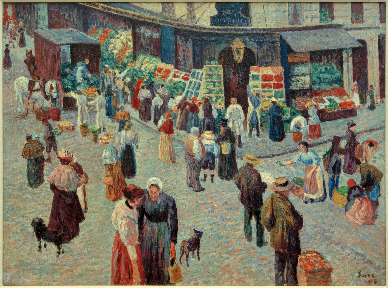 Kruidenierswinkel, Rue des Abbesses door Maximilien Luce