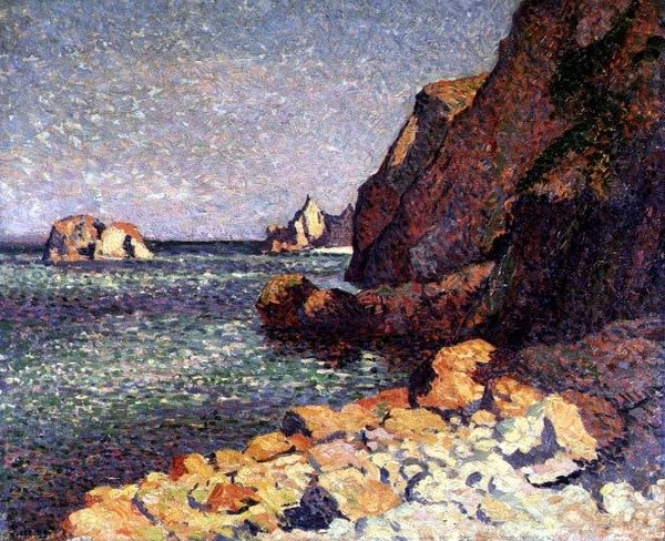 Zee en rotsen, Agay door Maximilien Luce