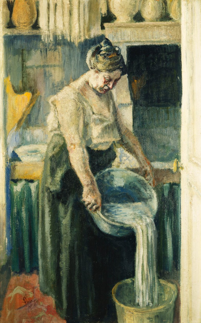 De wasvrouw; La Blanchisseuse door Maximilien Luce