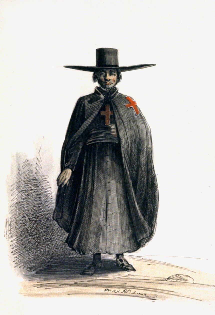 Missionaris in Peru, ca. 1840 (aquarel) door Maximilien Radiguet