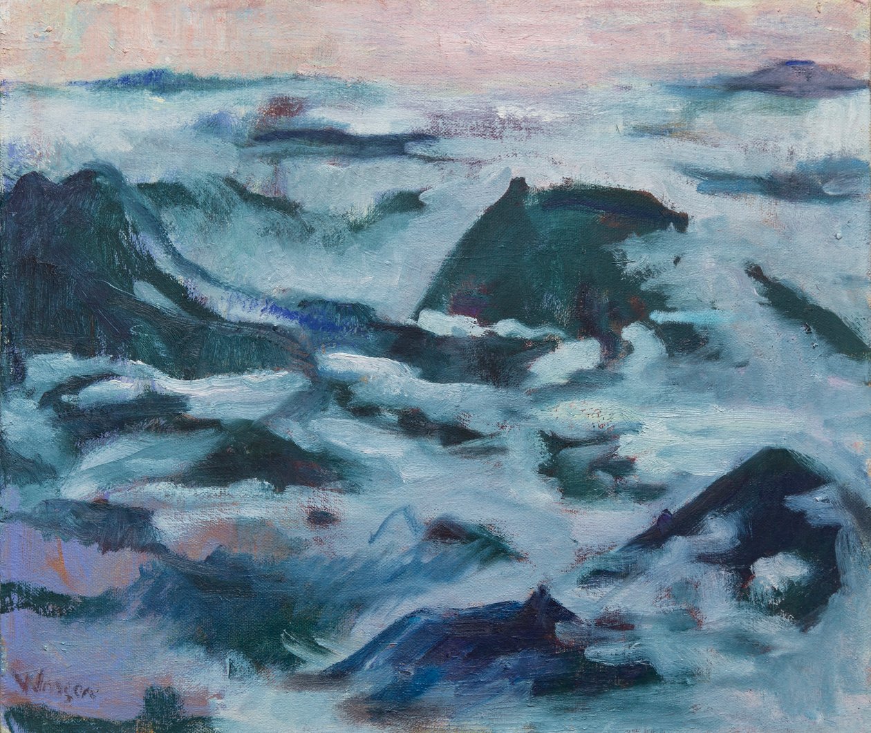 Twaalf mistige bergen, 2016 (olieverf op doek) door Megan Williamson