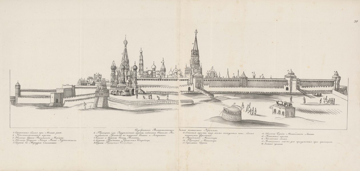 Moskou Kremlin gezien vanuit het oosten, 1661-1662 door Meierberg
