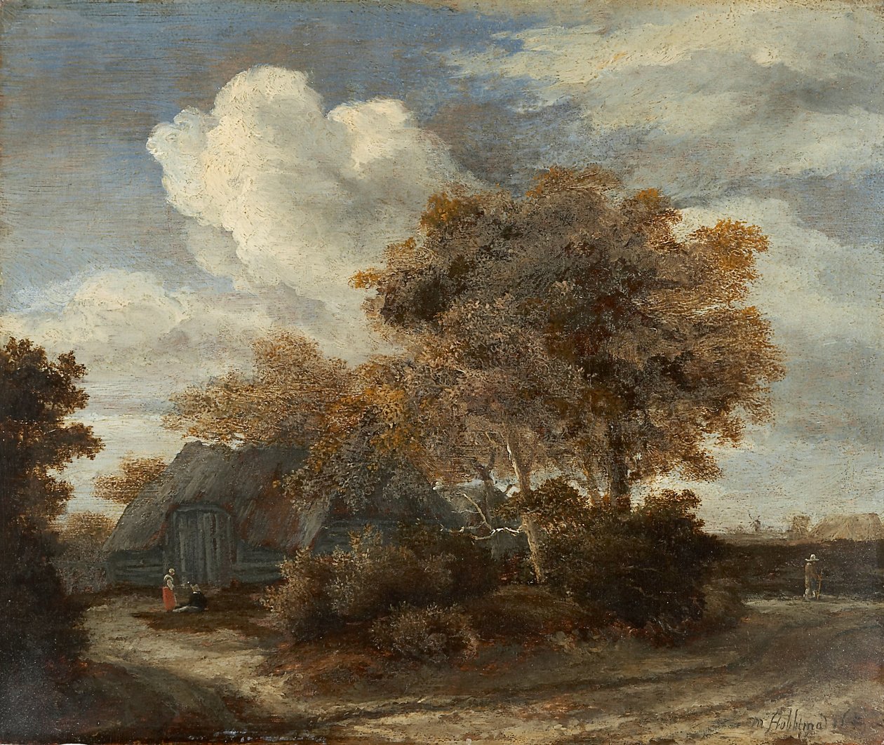 Hut langs een Weg door Meindert Hobbema