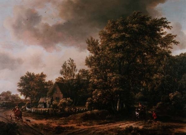 Landschap door Meindert Hobbema