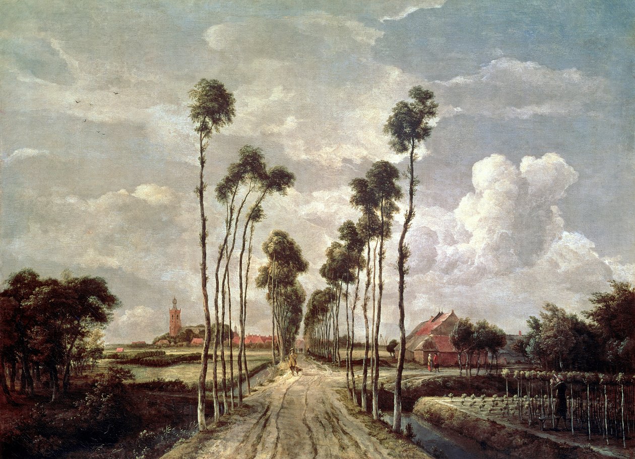 De Laan bij Middelharnis door Meindert Hobbema
