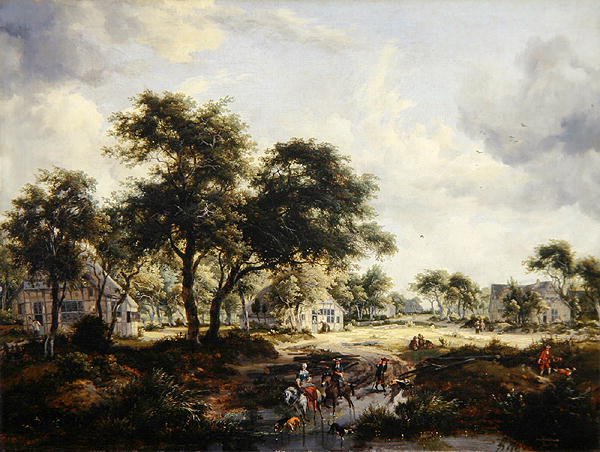 Boslandschap door Meindert Hobbema