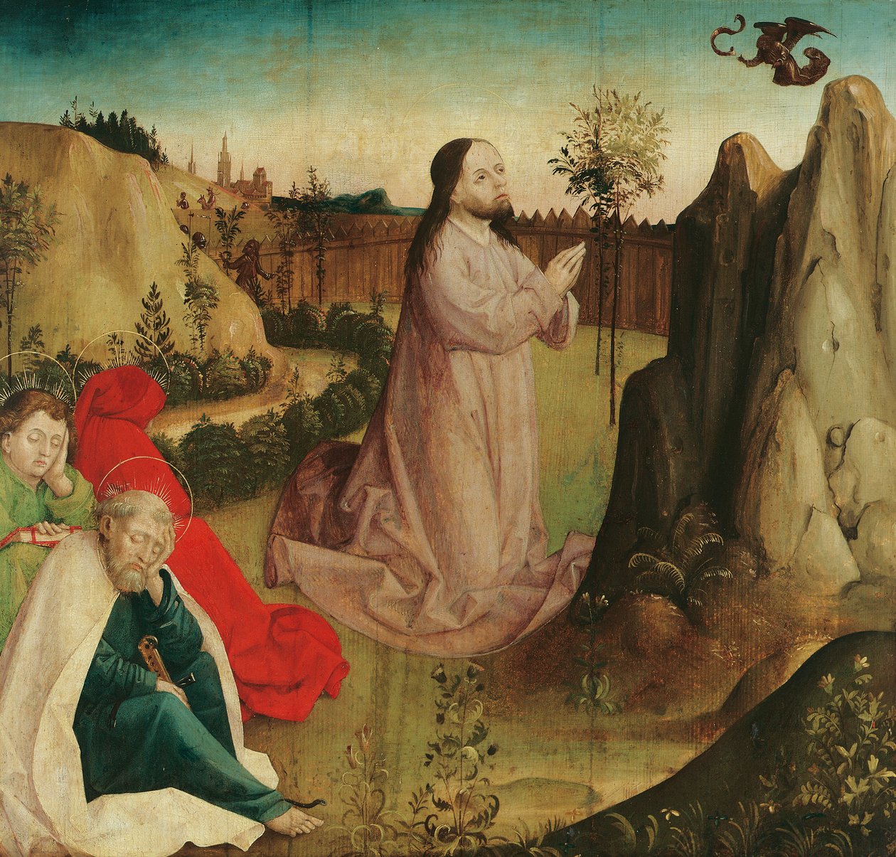 Christus op de Olijfberg door Meister der Veitslegende