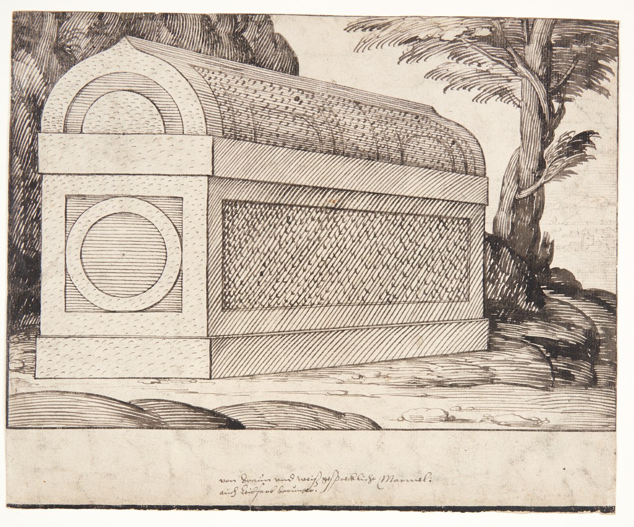 Een Sarcofaag door Melchior Lorck