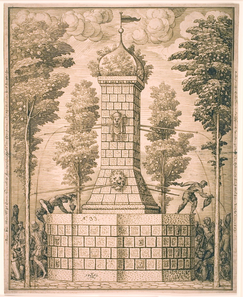 Fontein met Maskers door Melchior Lorck