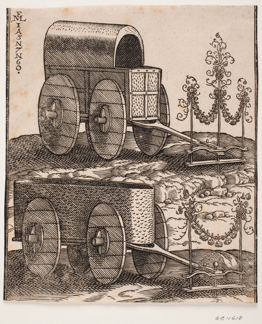 Twee wagens door Melchior Lorck