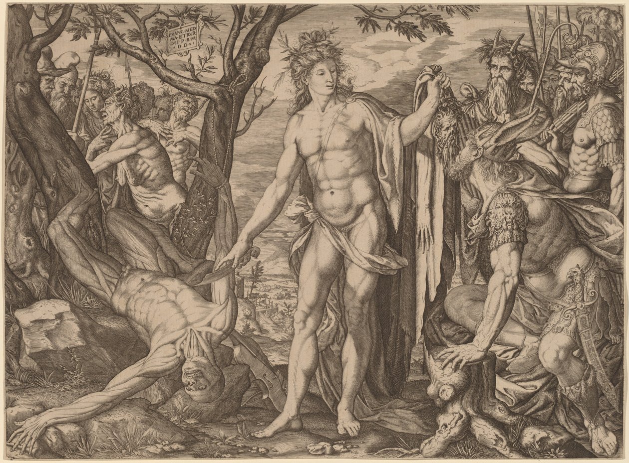 Apollo en Marsyas door Melchior Meier