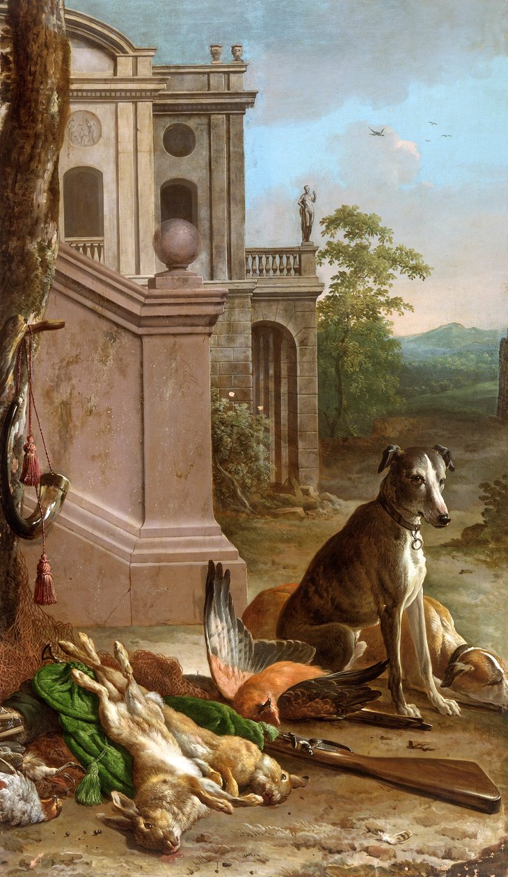 Dood wild in een landschap, 1674 door Melchior d