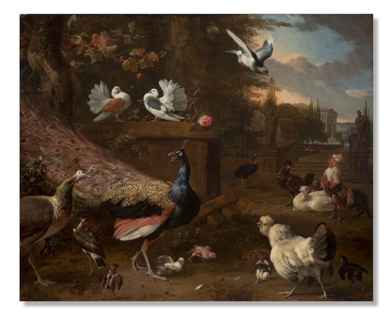 Menagerie, ca. 1680 door Melchior de Hondecoeter