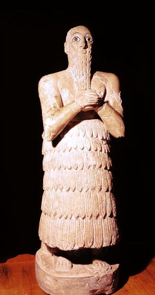 Standbeeld van Itur-Shamagen, Koning van Mari, in gebed, uit Mari, Midden-Eufraat, 2800-2300 v.Chr. door Mesopotamian