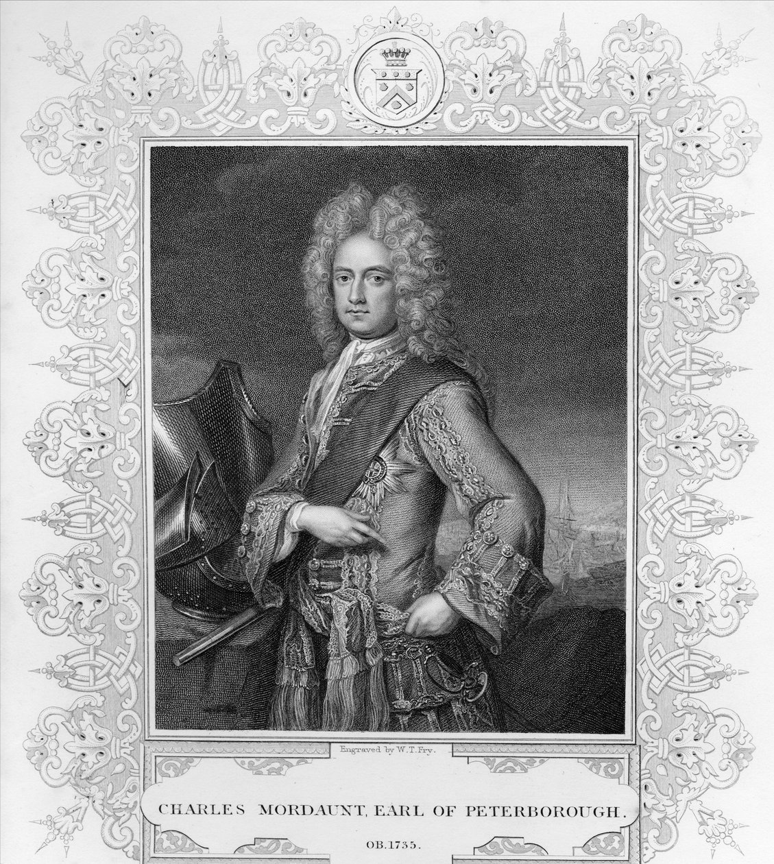 Charles Mordaunt, graaf van Peterborough, gegraveerd door W.T. Fry door Michael Dahl