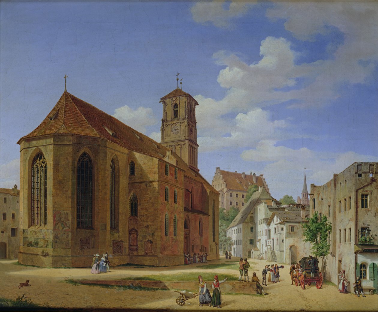 Het Kerkplein in Wasserburg am Inn, 1838 door Michael Neher