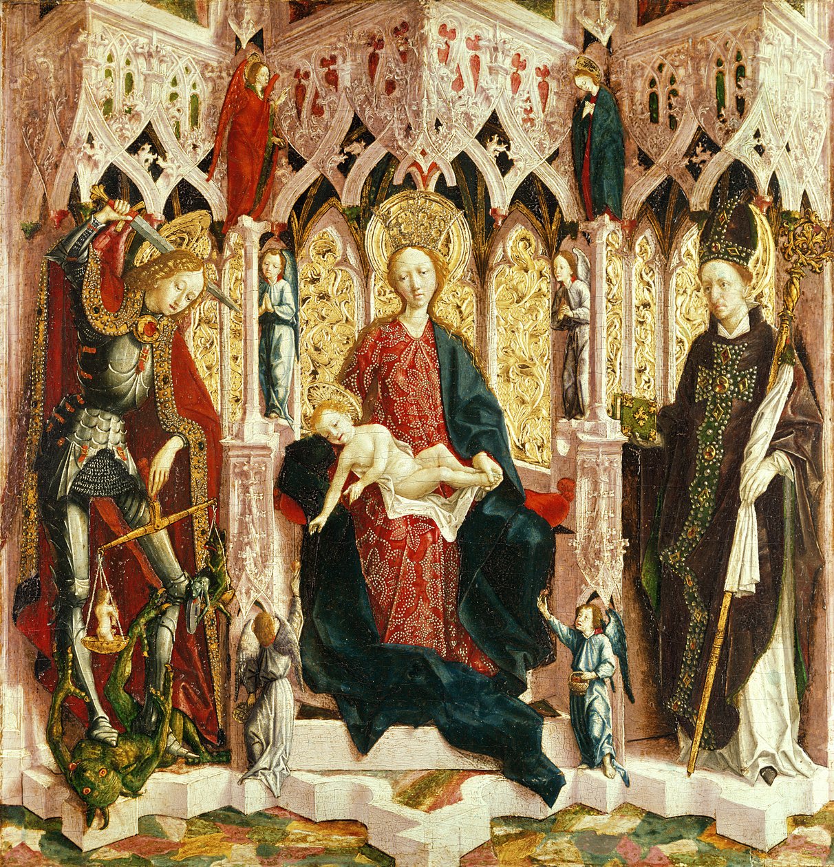 De Maagd en het Kind op de Troon, ca. 1475 door Michael Pacher