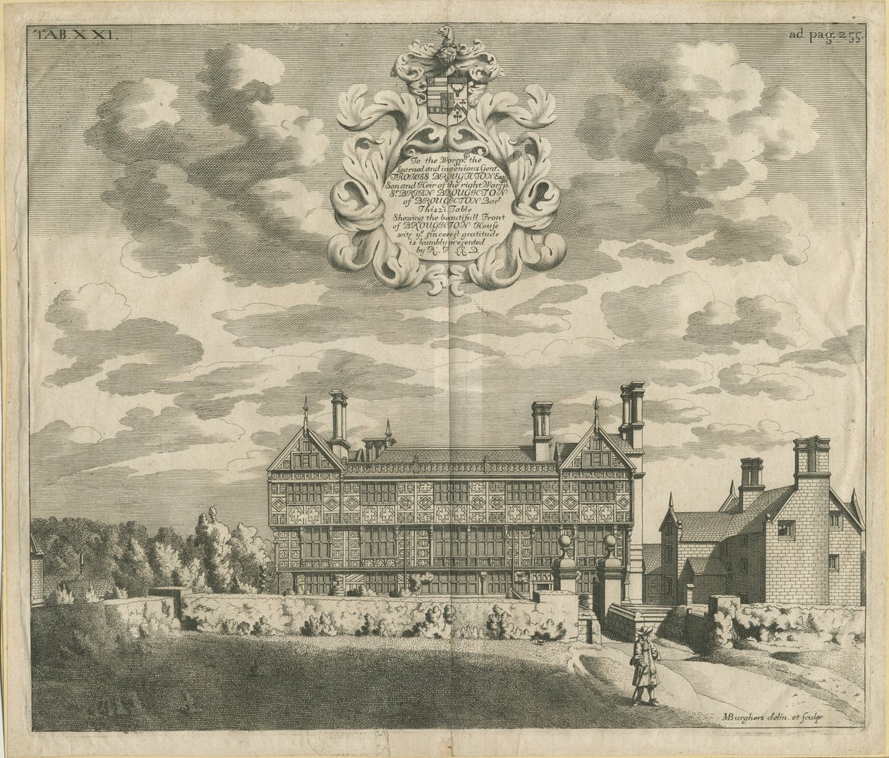 Broughton Hall: koperplaat gravure, nd [1653-1686] door Michael Burghers