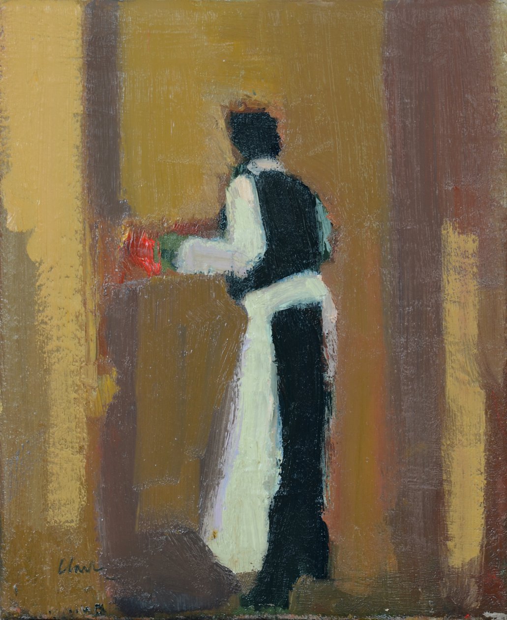 Parijse ober, 2015 (olieverf op linnen) door Michael G. Clark