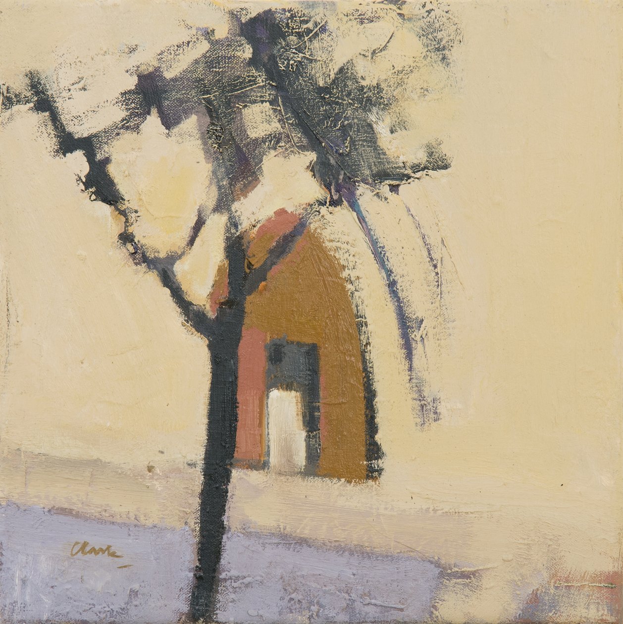 Puymirol Kerk, 2017 (olieverf op linnen) door Michael G. Clark