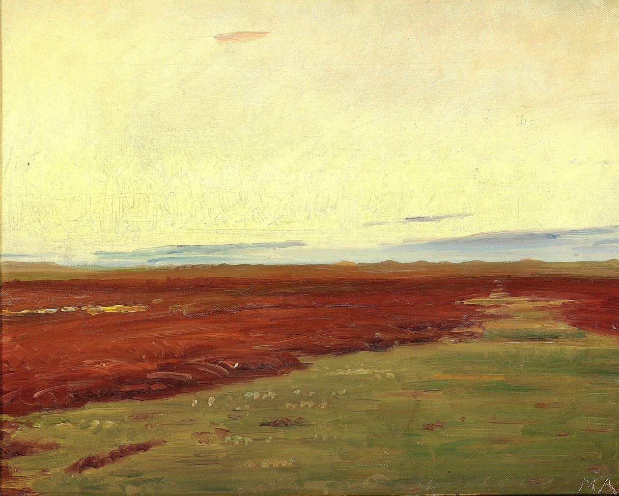Zonsondergang over de brug bij Skagen. door Michael Peter Ancher