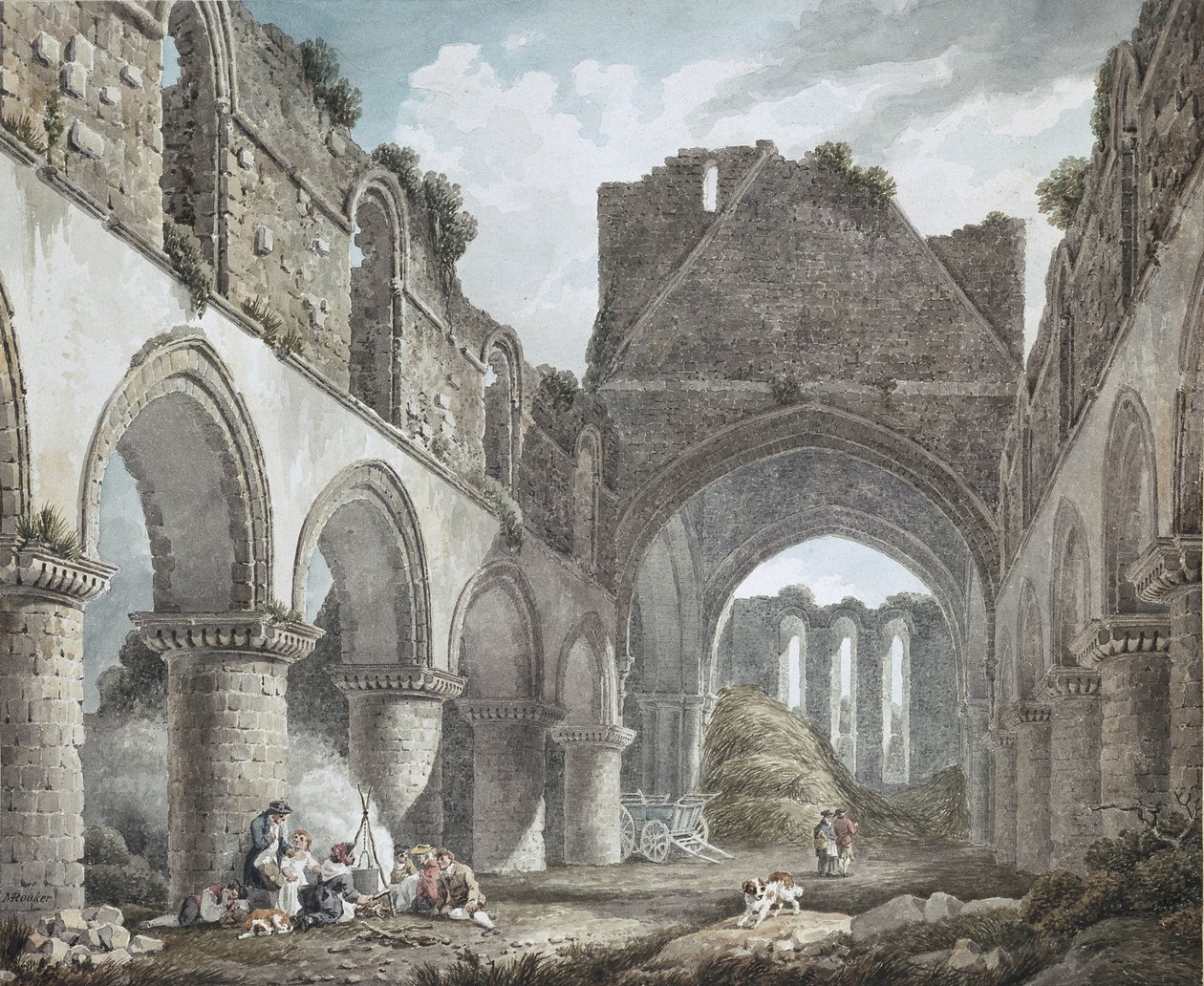 Buildwas Abbey, Shropshire, 18e eeuw door Michael Rooker