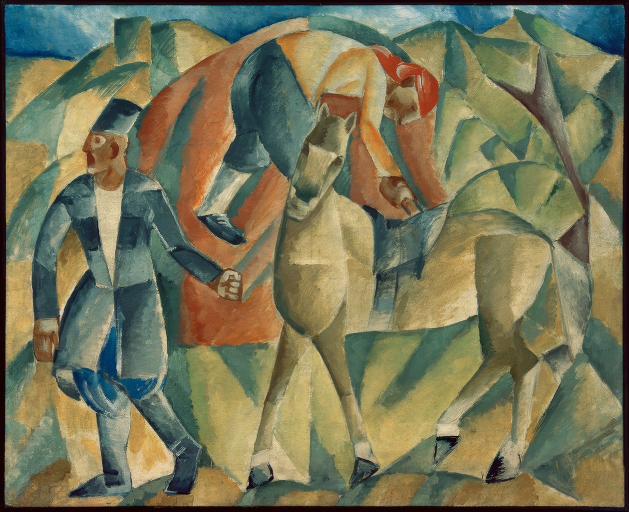 Man met paard door Michail Wassiljewitsch le Dantju
