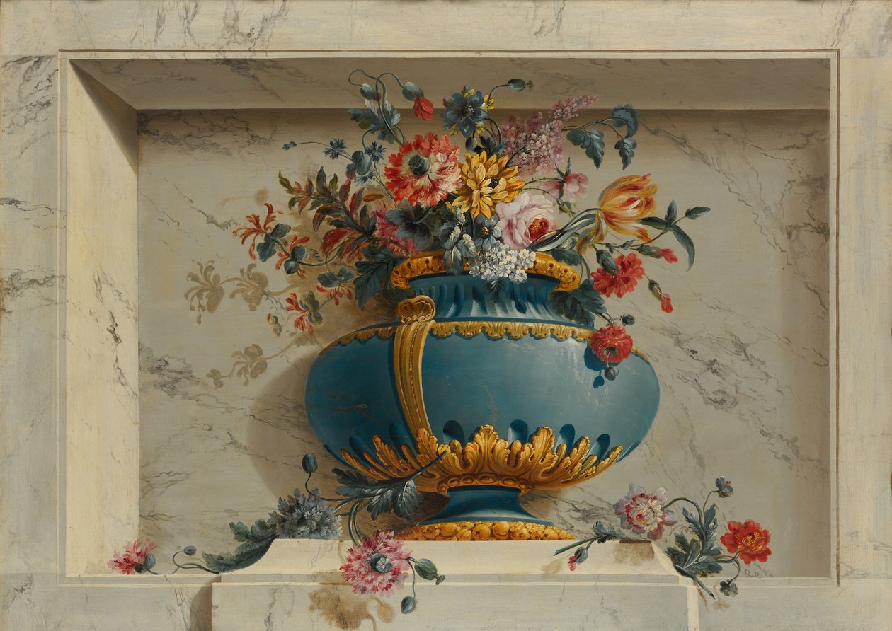 Vaas met Bloemen in een Niche door Michel Bruno Bellenge