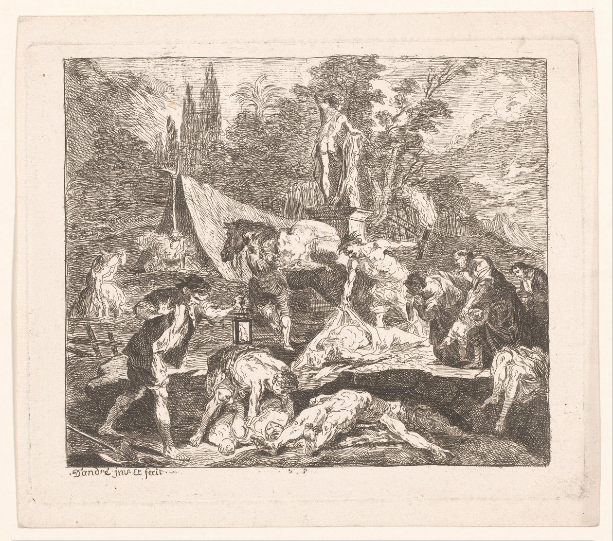 Begraven van de doden door Michel Francois Dandre Bardon