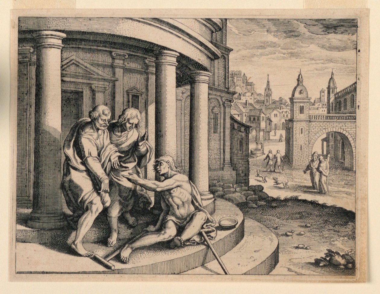 Petrus en Johannes bij de tempel door Michel Lasne